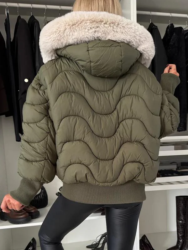 Women's Hooded Long Sleeve Fur Hat Casual Coat