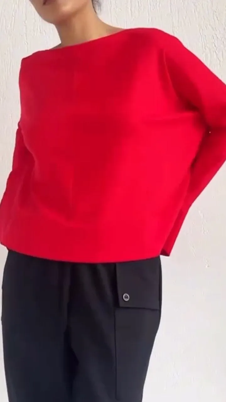 Women's Crew-neck Satin Long Sleeve Top